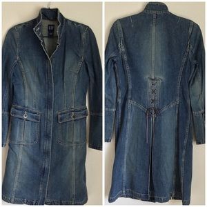 EUC Vintage Gap Jean Zip Front/Lace Back Dress S